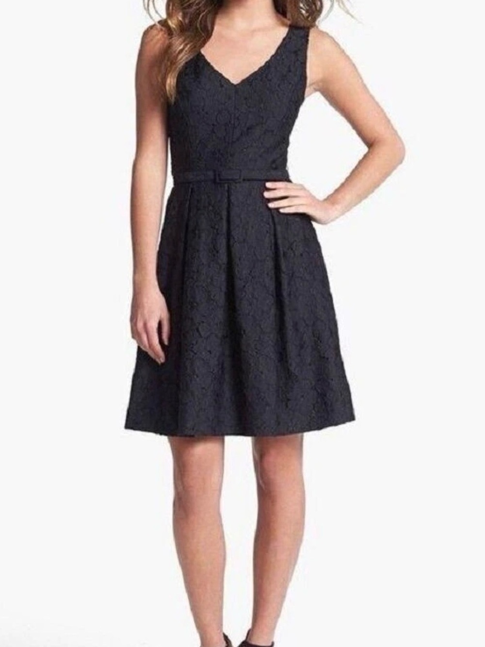 Trina Turk Kianna - Sleeveless V-Neck Fit & Flare Dress in Black